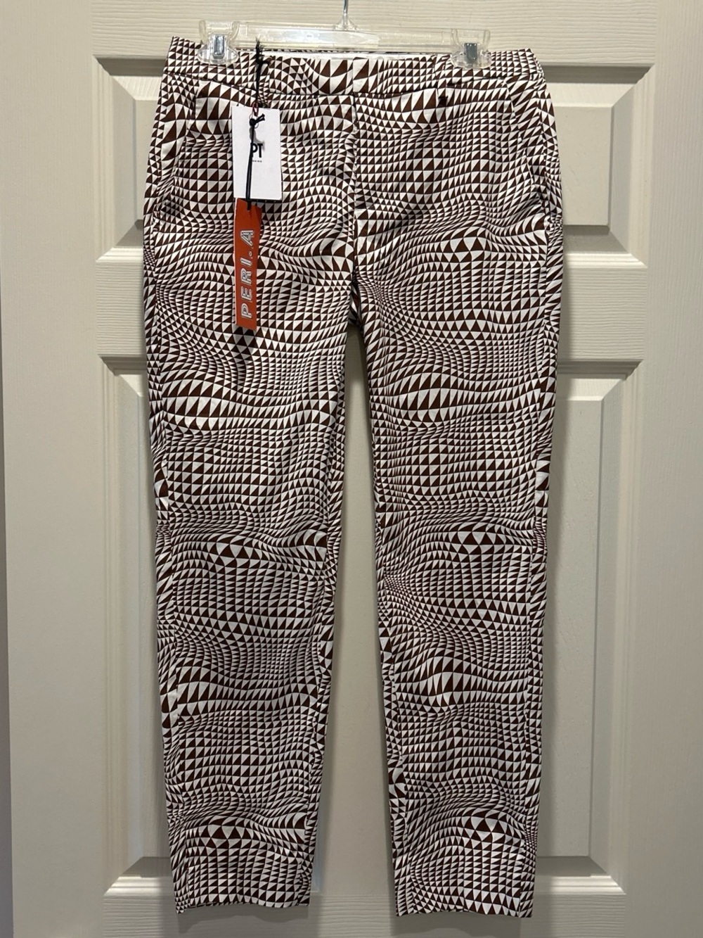 Women’s Brown & White Geometric Chinos
